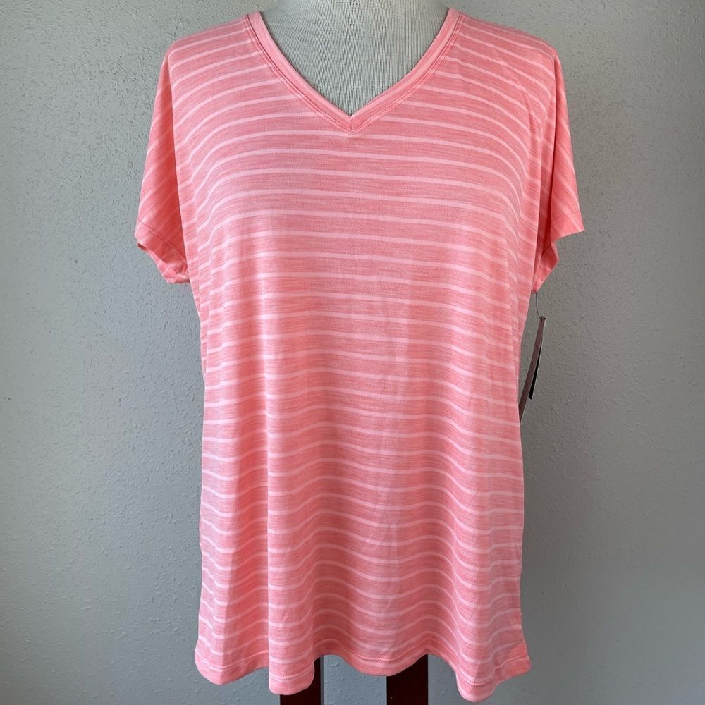 NWT Ideology Peach V-Neck Athletic T-Shirt Size L